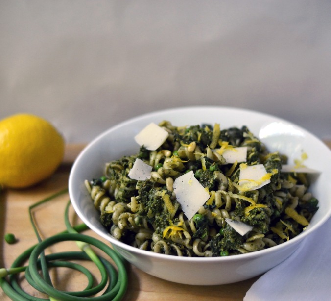 Lemon Pesto Pasta with Peas, Spinach and Asiago | Pumpkin Honey