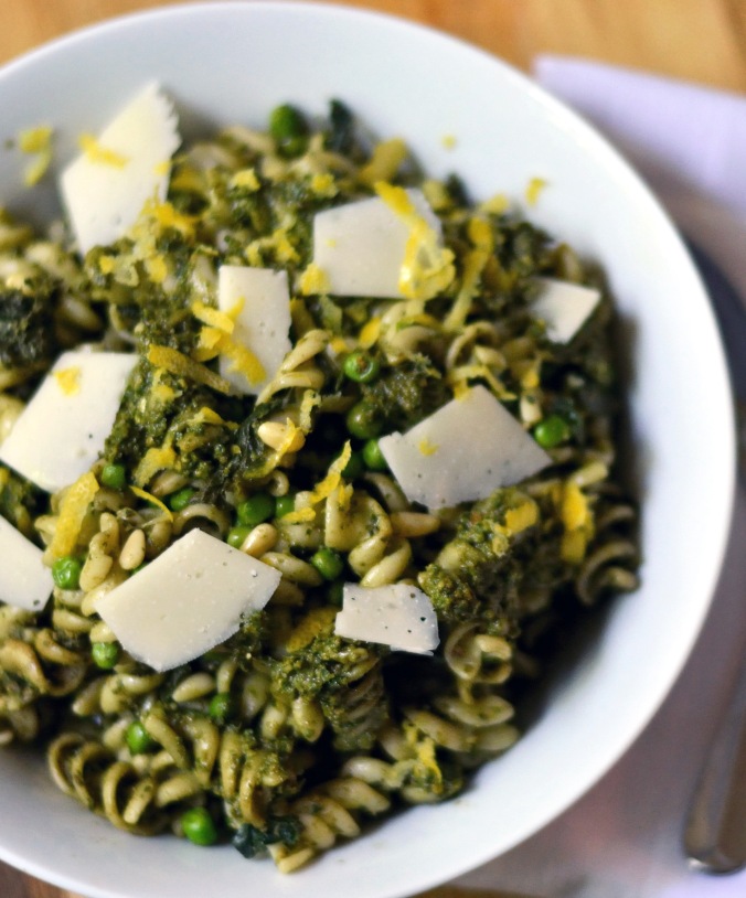 Lemon Pesto Pasta with Peas, Spinach and Asiago | Pumpkin Honey
